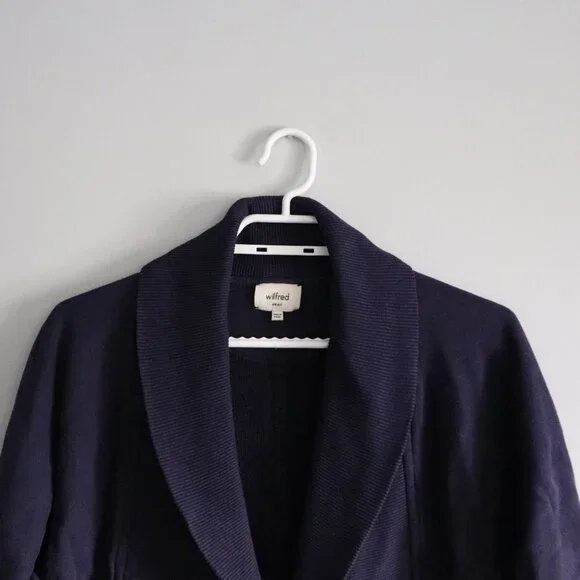 Wilfred Cocoon Open Front S Purple Raglan‎ Long Sleeve Collared Sweater Cardigan - Picture 4 of 11